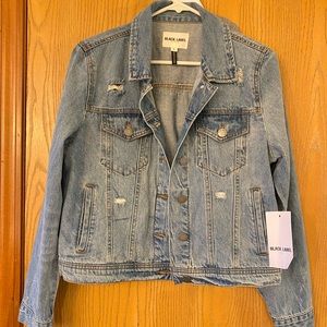 Black label distressed jean jacket